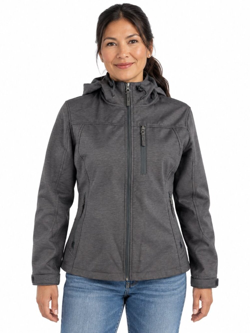 Free Country Gray Softshell Jacket Fleece Lined Hiking Gorpcore Size S